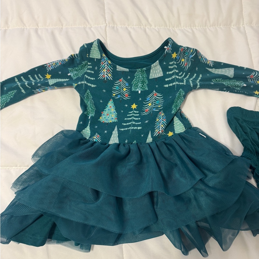 Little Sleepies Christmas Tree Dress w. Matching Bloomers